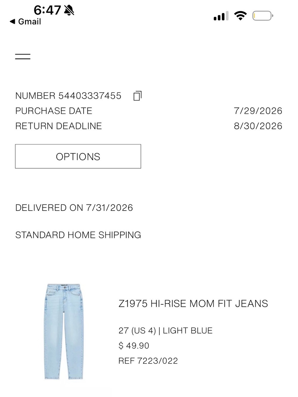 Zara Light Blue High-Rise Mom Jeans